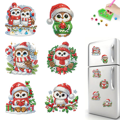 6PCS 2D Flat DIY Diamond Art Refrigerator Magnet Sticker for Home Kitchen Decor