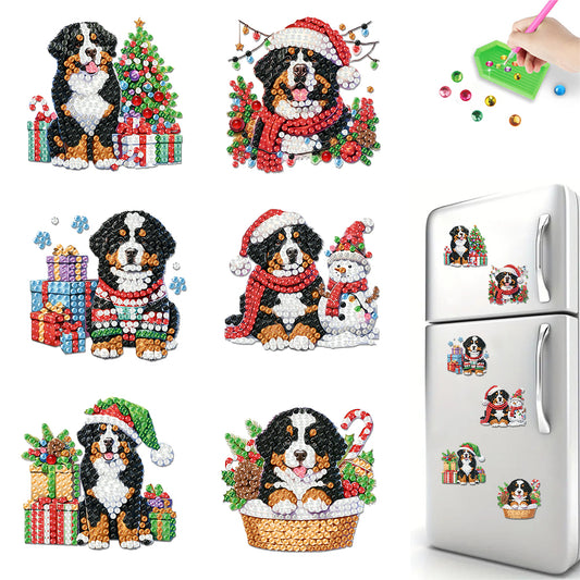 6PCS 2D Flat DIY Diamond Art Refrigerator Magnet Sticker for Home Kitchen Decor