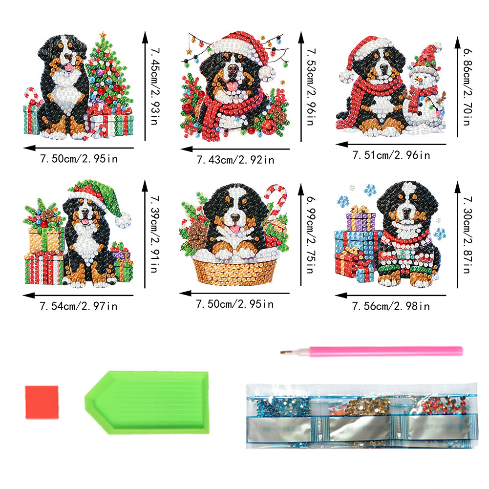 6PCS 2D Flat DIY Diamond Art Refrigerator Magnet Sticker for Home Kitchen Decor