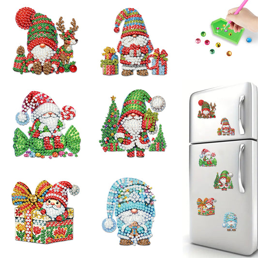 6PCS 2D Flat DIY Diamond Art Refrigerator Magnet Sticker for Home Kitchen Decor
