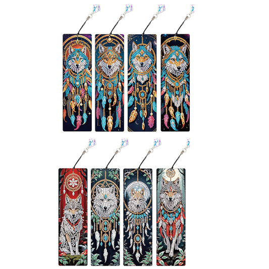 8Pcs Colored Patterns DIY Diamond Painting Art Bookmarks for Reading Enthusiasts