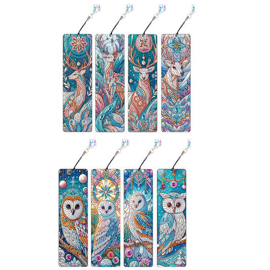 8Pcs Colored Patterns DIY Diamond Painting Art Bookmarks for Reading Enthusiasts