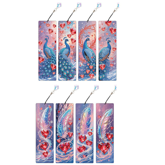 8Pcs Colored Patterns DIY Diamond Painting Art Bookmarks for Reading Enthusiasts