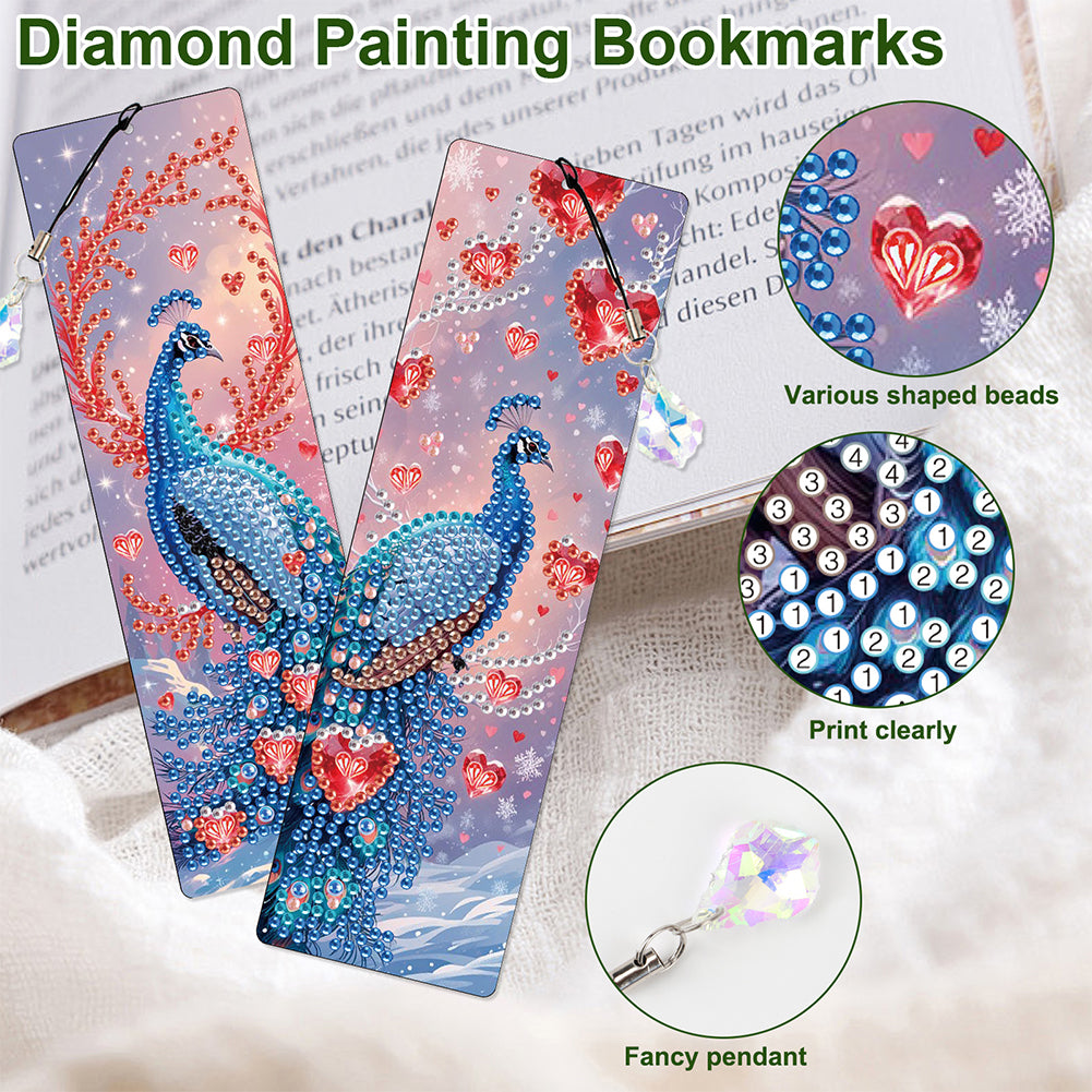 8Pcs Colored Patterns DIY Diamond Painting Art Bookmarks for Reading Enthusiasts