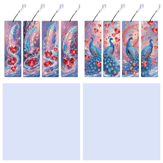 8Pcs Colored Patterns DIY Diamond Painting Art Bookmarks for Reading Enthusiasts