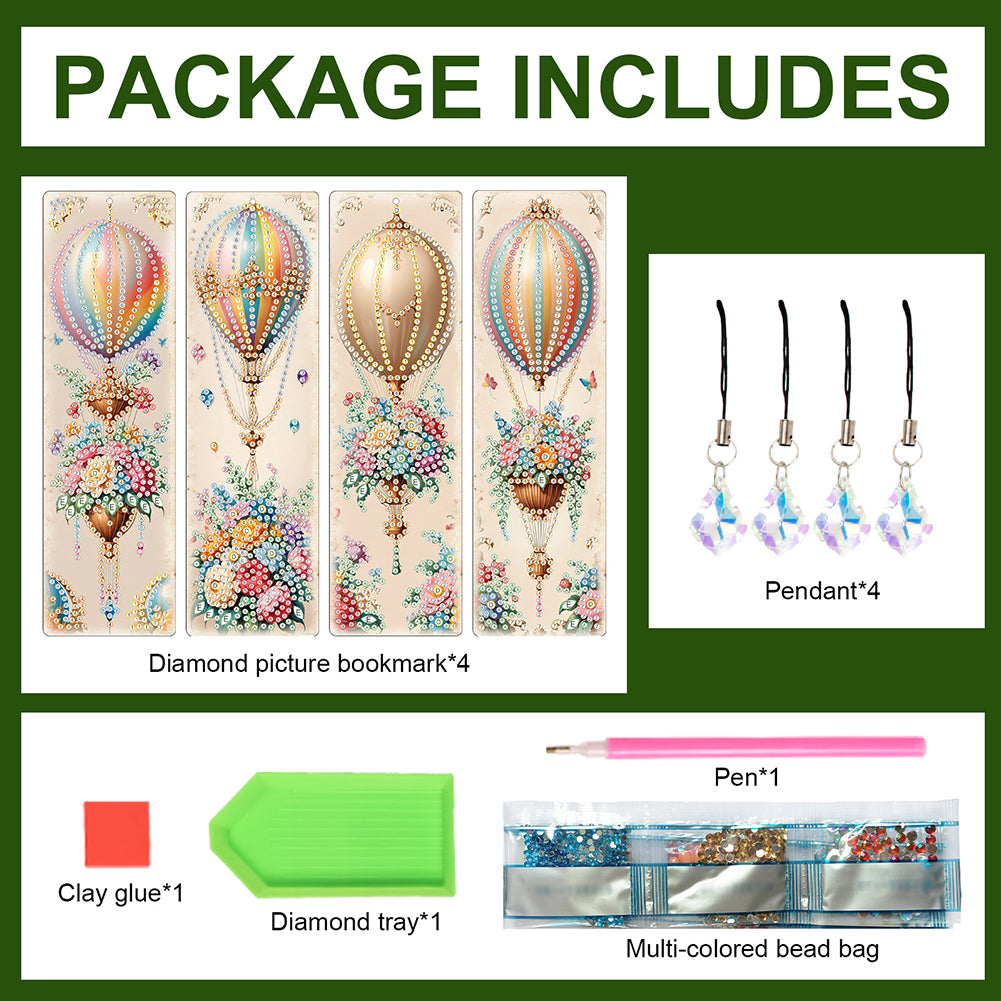 8Pcs Colored Patterns DIY Diamond Painting Art Bookmarks for Reading Enthusiasts