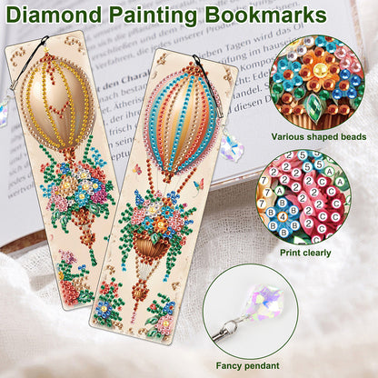 8Pcs Colored Patterns DIY Diamond Painting Art Bookmarks for Reading Enthusiasts