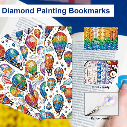 8Pcs Colored Patterns DIY Diamond Painting Art Bookmarks for Reading Enthusiasts