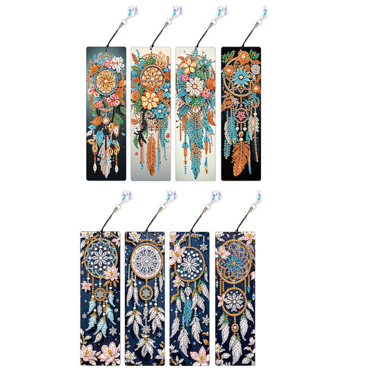 8Pcs Colored Patterns DIY Diamond Painting Art Bookmarks for Reading Enthusiasts