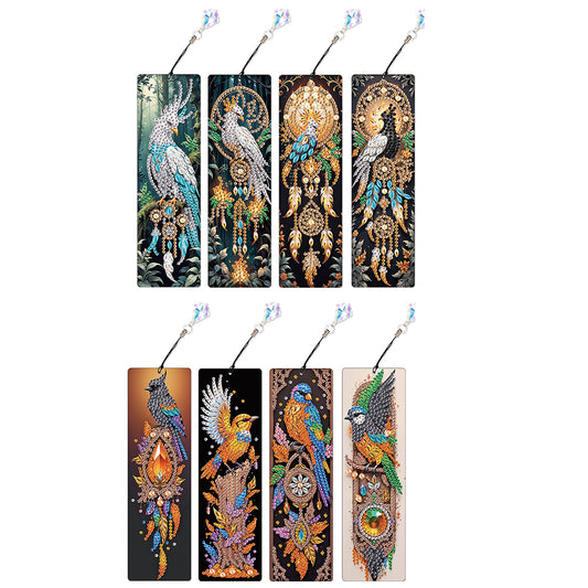 8Pcs Colored Patterns DIY Diamond Painting Art Bookmarks for Reading Enthusiasts