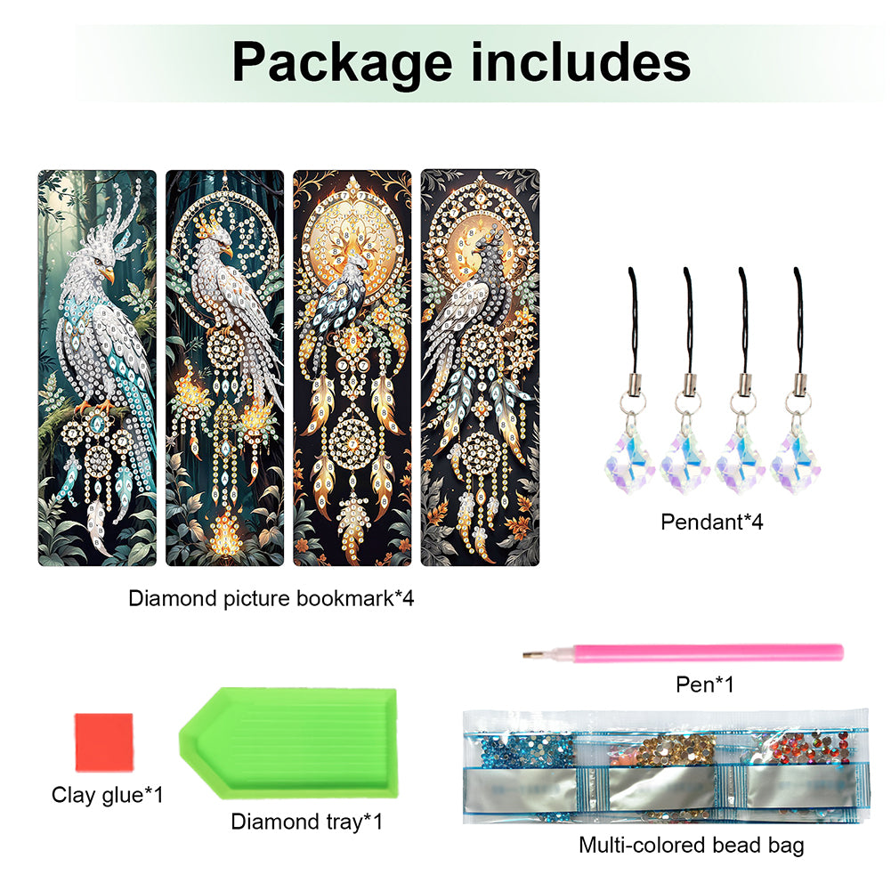 8Pcs Colored Patterns DIY Diamond Painting Art Bookmarks for Reading Enthusiasts