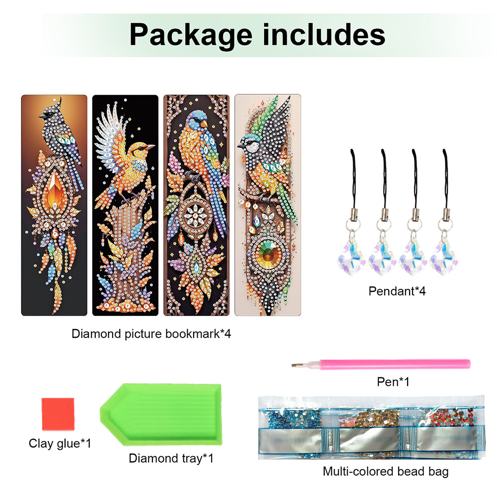 8Pcs Colored Patterns DIY Diamond Painting Art Bookmarks for Reading Enthusiasts