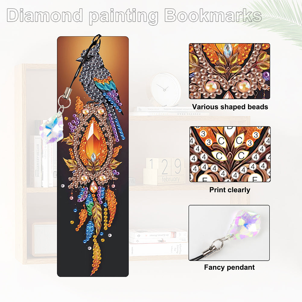8Pcs Colored Patterns DIY Diamond Painting Art Bookmarks for Reading Enthusiasts