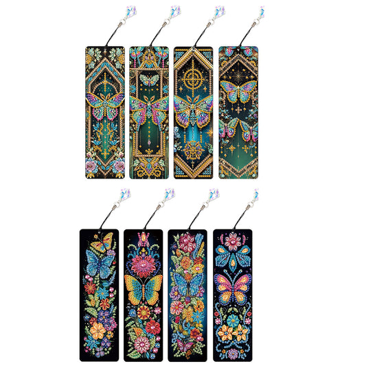 8Pcs Colored Patterns DIY Diamond Painting Art Bookmarks for Reading Enthusiasts