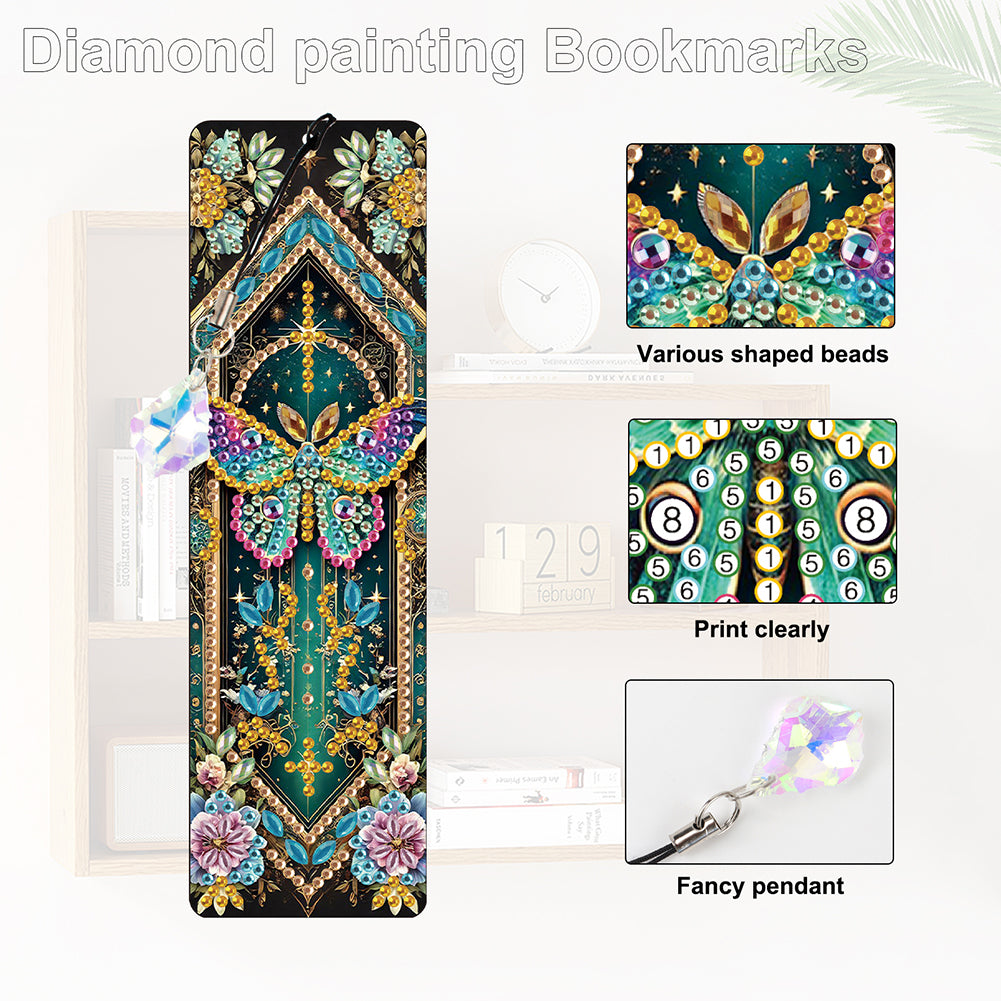 8Pcs Colored Patterns DIY Diamond Painting Art Bookmarks for Reading Enthusiasts