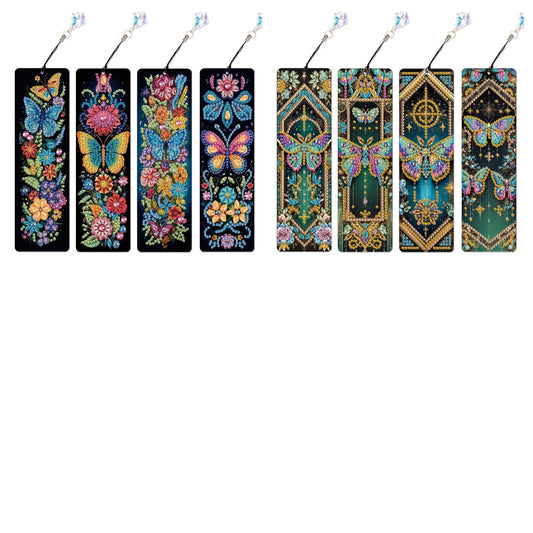 8Pcs Colored Patterns DIY Diamond Painting Art Bookmarks for Reading Enthusiasts
