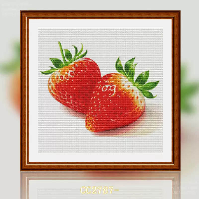 Two Strawberries In The Food Series - 14CT Stamped Cross Stitch 50*50CM(Fairy Brand)