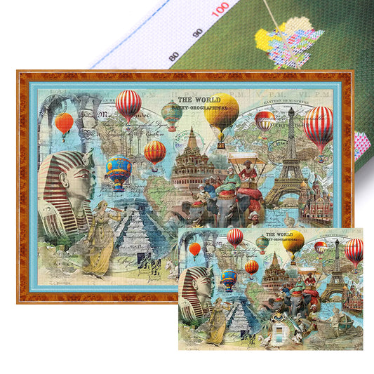 World Tour - 14CT Stamped Cross Stitch 92*65CM(Xiaobai Brand)