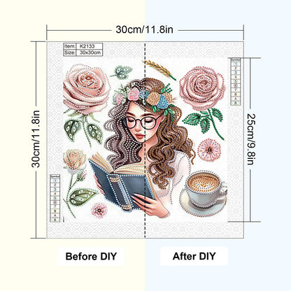 Reading Girl - Special Shaped Drill Diamond Painting 30*30CM