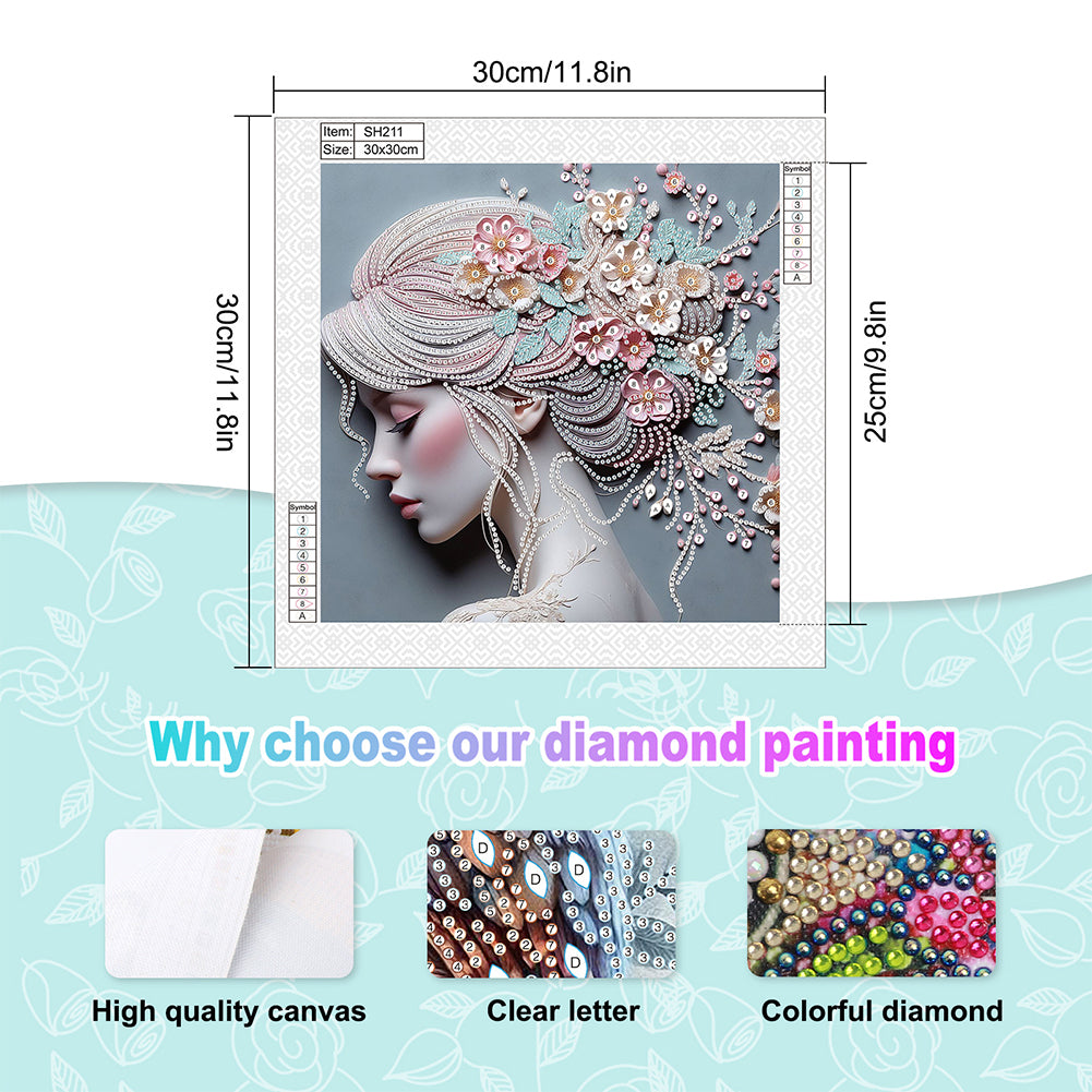 Art Girl - Special Shaped Drill Diamond Painting 30*30CM