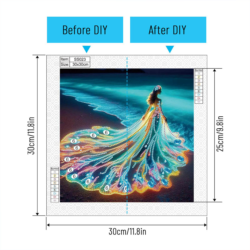 Girl With Beautiful Skirt - Special Shaped Drill Diamond Painting 30*30CM