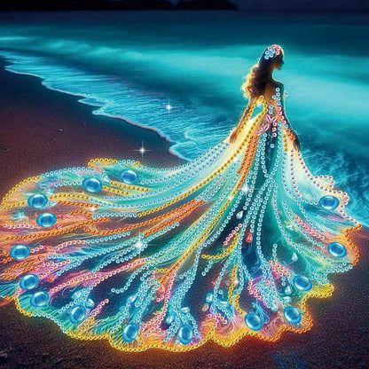 Girl With A Beautiful Skirt - Special Shaped Drill Diamond Painting 30*30CM