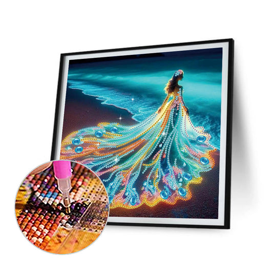 Girl With Beautiful Skirt - Special Shaped Drill Diamond Painting 30*30CM
