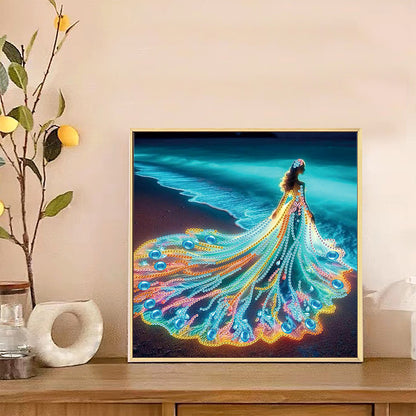 Girl With A Beautiful Skirt - Special Shaped Drill Diamond Painting 30*30CM