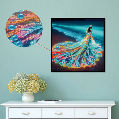 Girl With Beautiful Skirt - Special Shaped Drill Diamond Painting 30*30CM