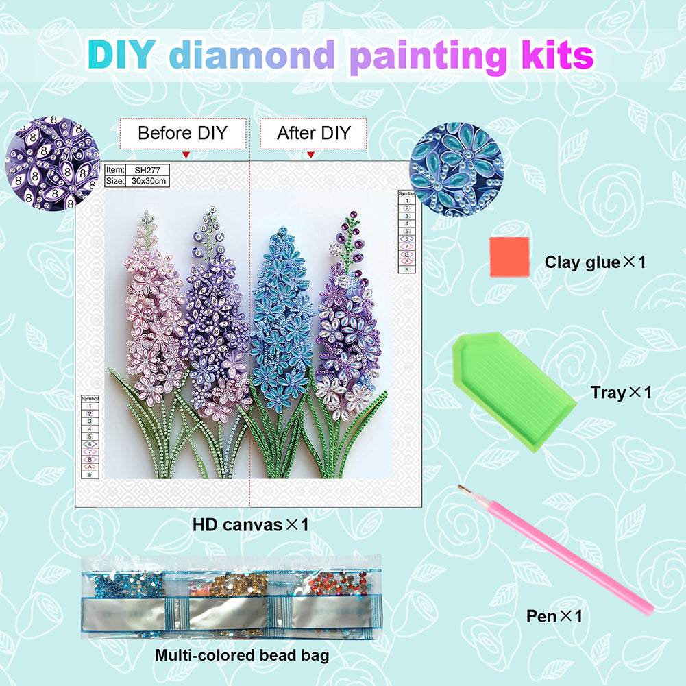 Quilling Lavender - Special Shaped Drill Diamond Painting 30*30CM