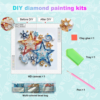 Quilling Five-Pointed Star - Special Shaped Drill Diamond Painting 30*30CM