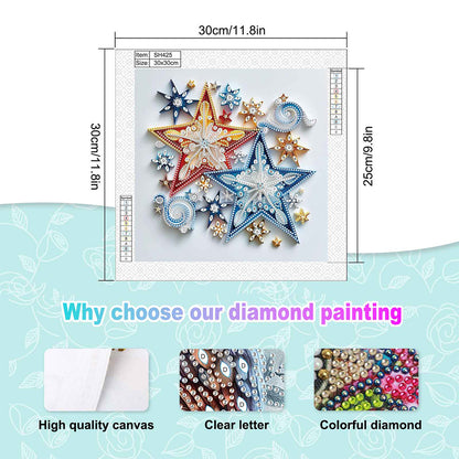 Quilling Five-Pointed Star - Special Shaped Drill Diamond Painting 30*30CM