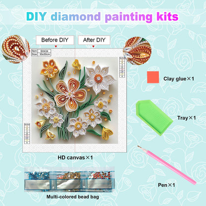 Quilling Flowers And Plants - Special Shaped Drill Diamond Painting 30*30CM
