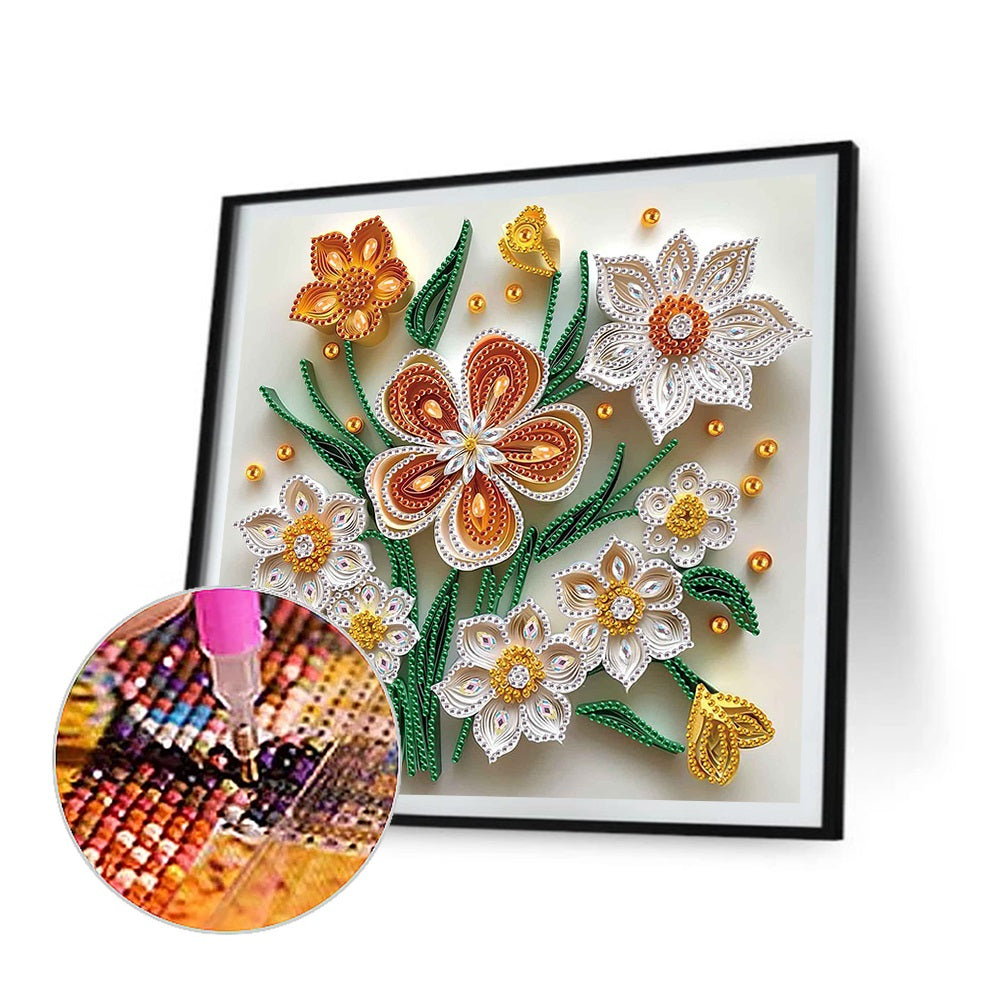 Quilling Flowers And Plants - Special Shaped Drill Diamond Painting 30*30CM