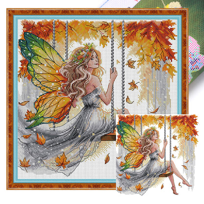 Autumn Swing Thousands Of Butterfly Fairies - 11CT Stamped Cross Stitch 44*44CM(Joy Sunday)