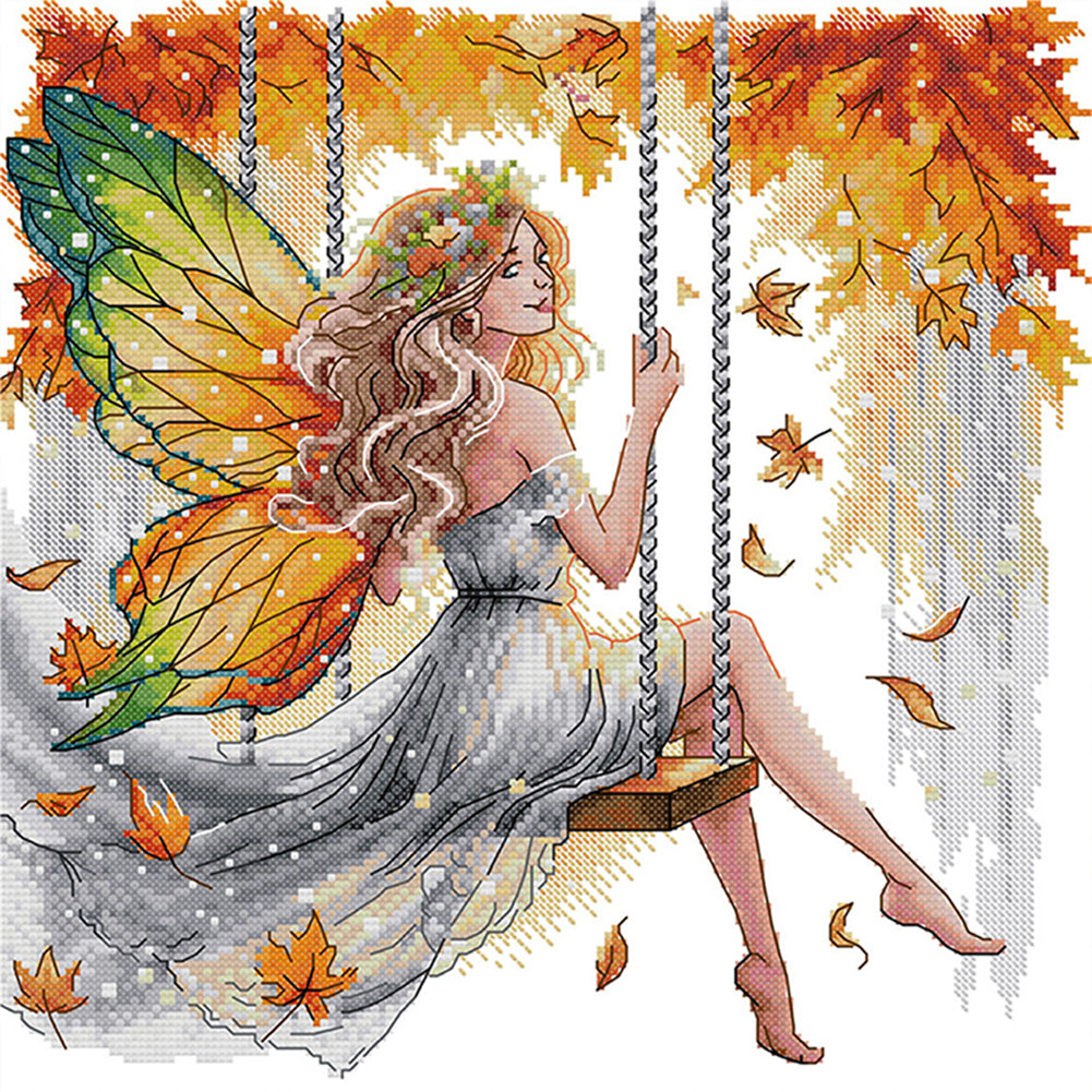 Autumn Swing Thousands Of Butterfly Fairies - 11CT Stamped Cross Stitch 44*44CM(Joy Sunday)
