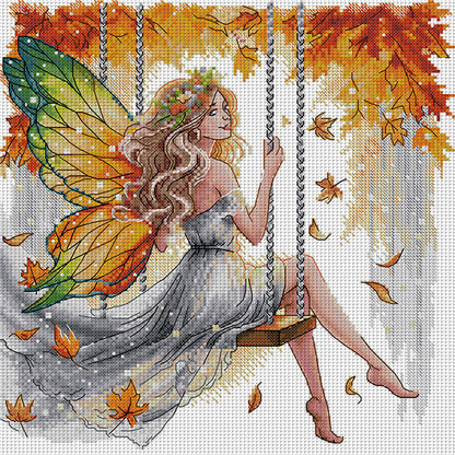 Autumn Swing Thousands Of Butterfly Fairies - 11CT Stamped Cross Stitch 44*44CM(Joy Sunday)