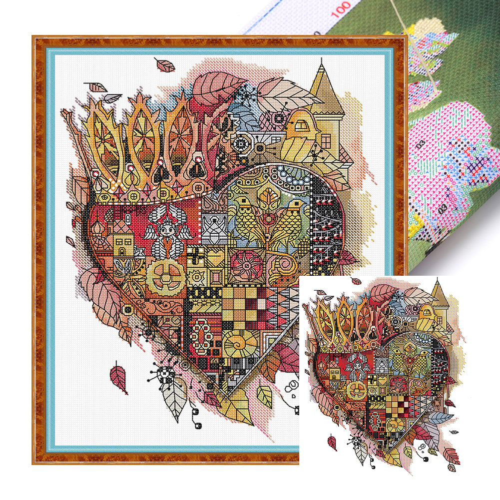 Castle Of The Heart - 11CT Stamped Cross Stitch 35*41CM(Joy Sunday)