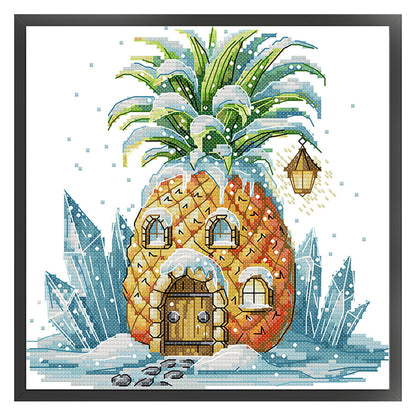 Pineapple Hut - 11CT Stamped Cross Stitch 28*29CM(Joy Sunday)