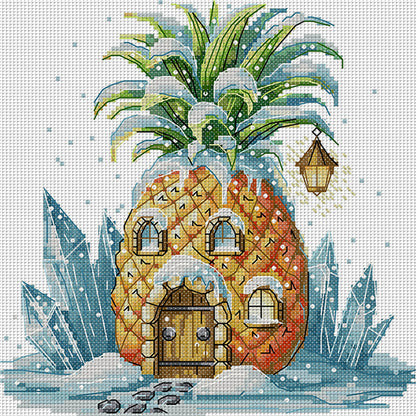 Pineapple Hut - 11CT Stamped Cross Stitch 28*29CM(Joy Sunday)