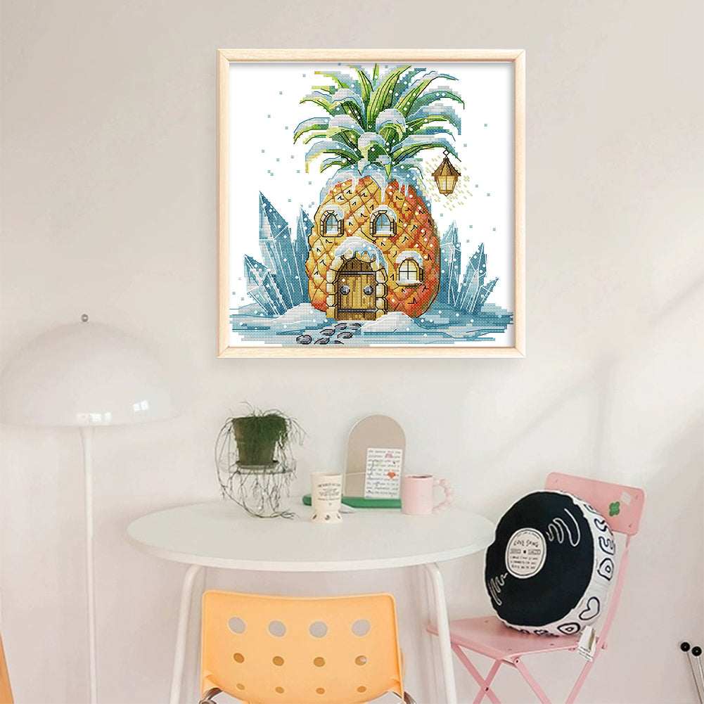 Pineapple Hut - 11CT Stamped Cross Stitch 28*29CM(Joy Sunday)