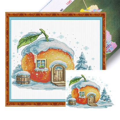 Orange Hut - 11CT Stamped Cross Stitch 33*27CM(Joy Sunday)
