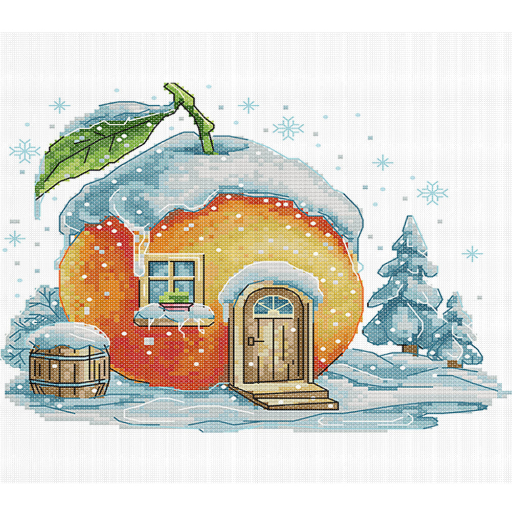 Orange Hut - 11CT Stamped Cross Stitch 33*27CM(Joy Sunday)