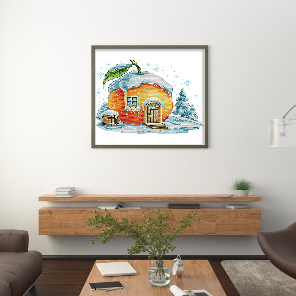 Orange Hut - 11CT Stamped Cross Stitch 33*27CM(Joy Sunday)