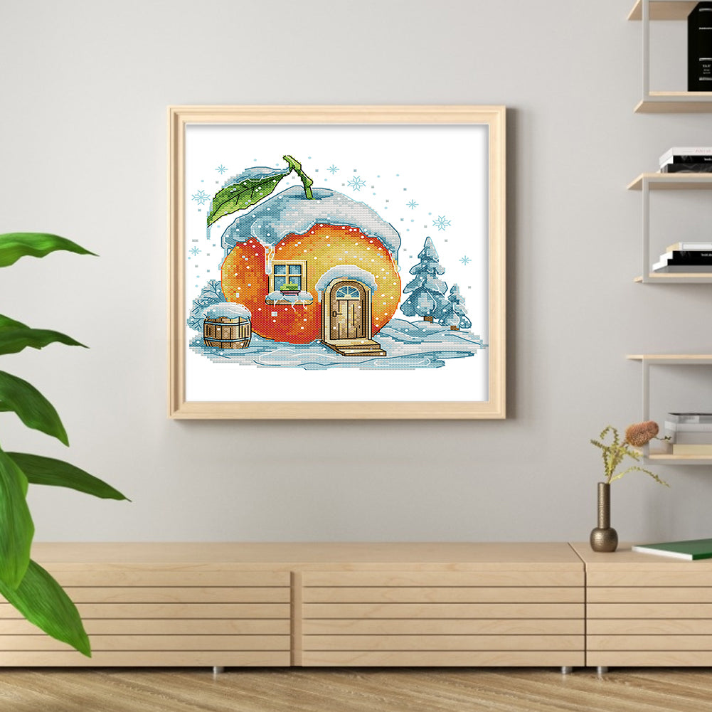 Orange Hut - 11CT Stamped Cross Stitch 33*27CM(Joy Sunday)
