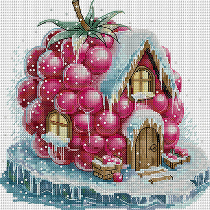 Raspberry Hut - 11CT Stamped Cross Stitch 28*28CM(Joy Sunday)
