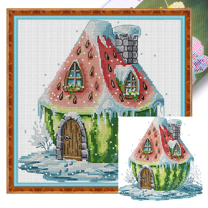 Watermelon Hut - 11CT Stamped Cross Stitch 29*27CM(Joy Sunday)