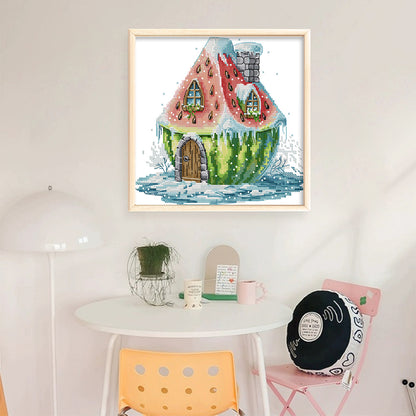 Watermelon Hut - 11CT Stamped Cross Stitch 29*27CM(Joy Sunday)