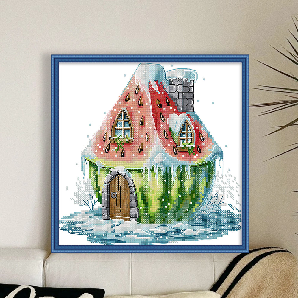 Watermelon Hut - 11CT Stamped Cross Stitch 29*27CM(Joy Sunday)