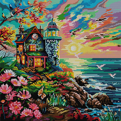Lighthouse By The Sea Vi - 11CT Stamped Cross Stitch 55*55CM(Joy Sunday)